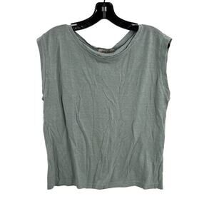 Blue Deep Small Boxy Tee‎ Blue Linen Cotton Blend
